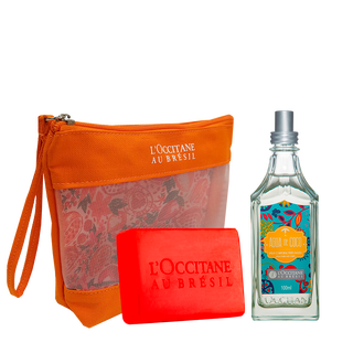 Combo Perfumado: Deo Colônia Água de Coco e Sabonete Bromélia+ Necessaire Laranja